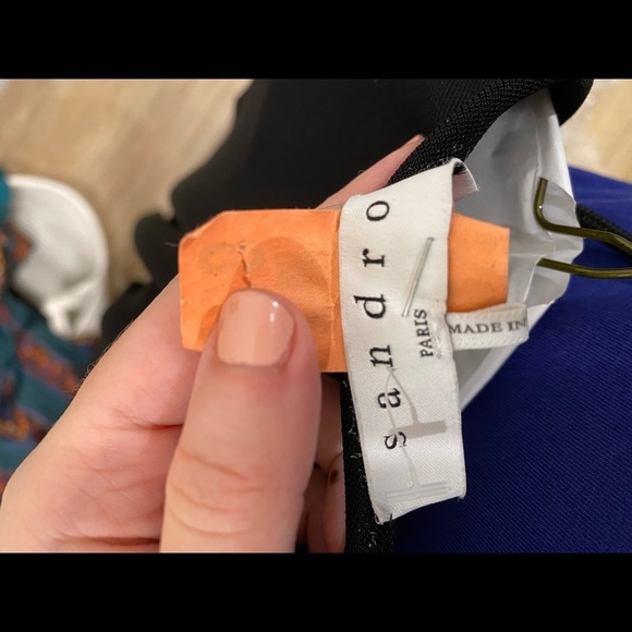 Sandro / lace panel stretch zip Two Tone Sweater knit dress - Picture 6 of 6